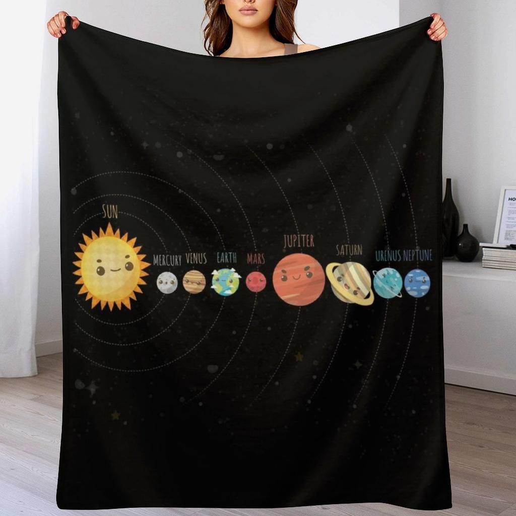 Solar System Planets09 Throw Blanket Shaggy Furry Soft Blanket for Bedroom Living Room