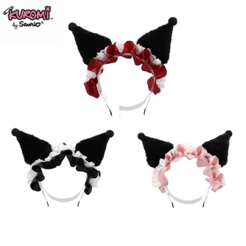 Kuromi Plush Headband Lolita Lace Hair Accessory Adorned Girl Headdress