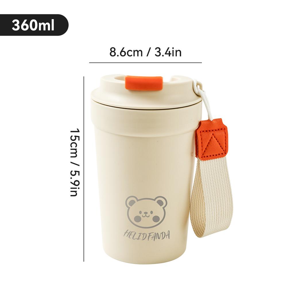 WORTHBUY Plastic Mug Portable Coffee Mug Leak-proof Water Mug With Rope Multipurpose Heat-resisting Milk Mug Cute Tea Mug 360ML