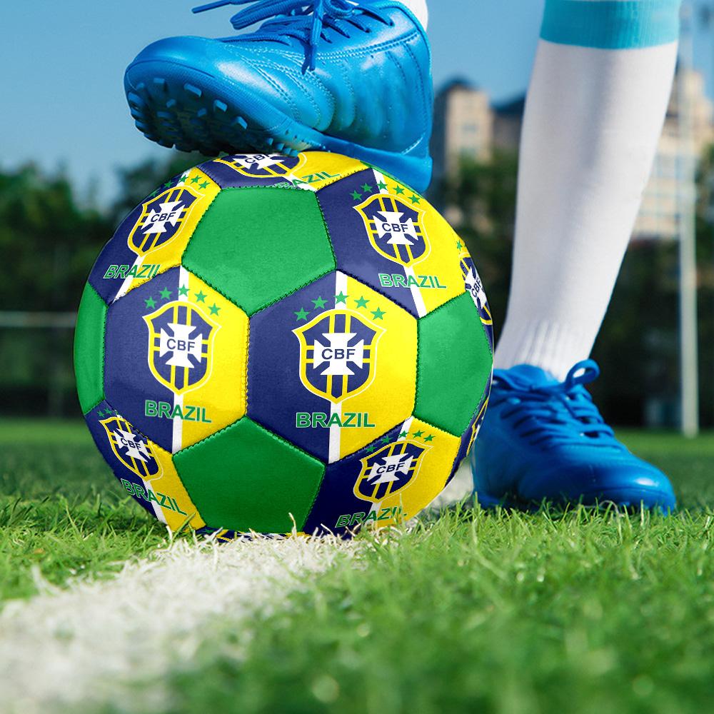 Pallone da Calcio Indoor CBF Brasile Colorato Per Tutte le Età Misura 5 Cucito a Macchina PVC Pronto per la Competizione Resistente Alto Rimbalzo