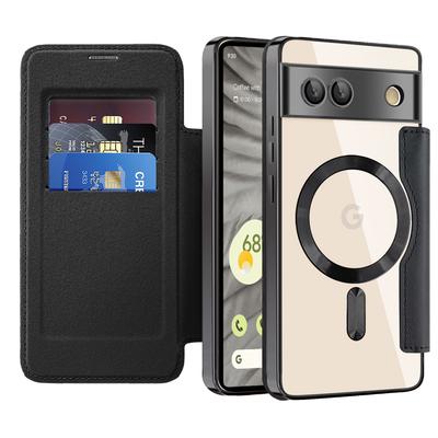 For Google Pixel 7a Magnetic Case Card Holder Leather Phone Cover