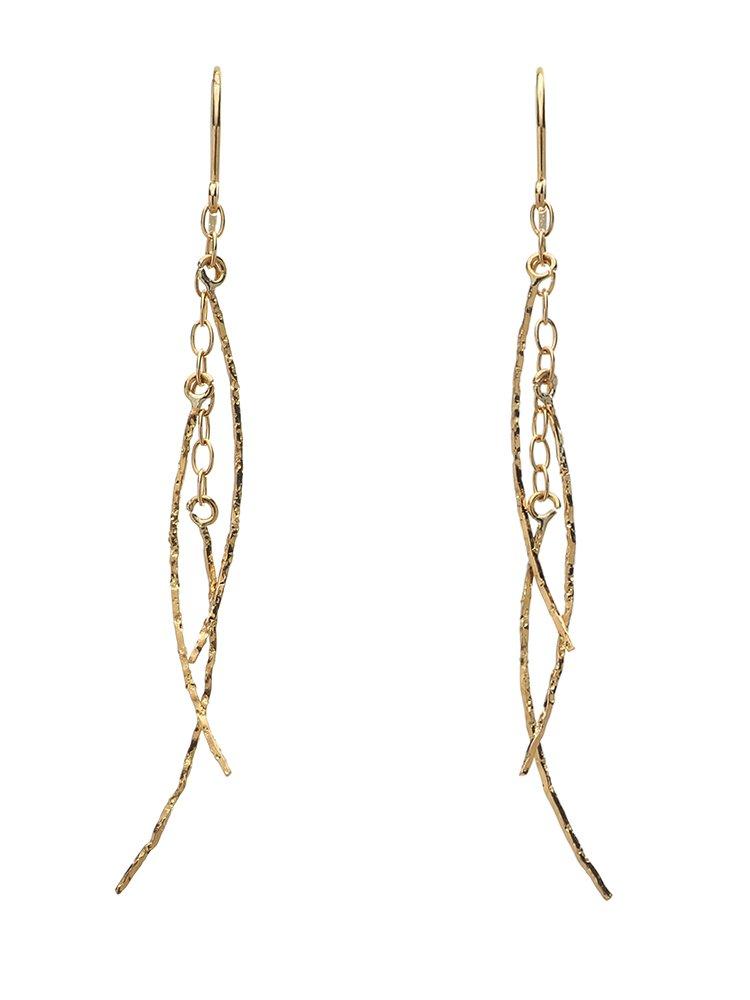 

Leaf 18K Yellow Gold Hook Earrings K18 18K Yellow Gold Long Earrings for Sa316 [Four Clover] Women