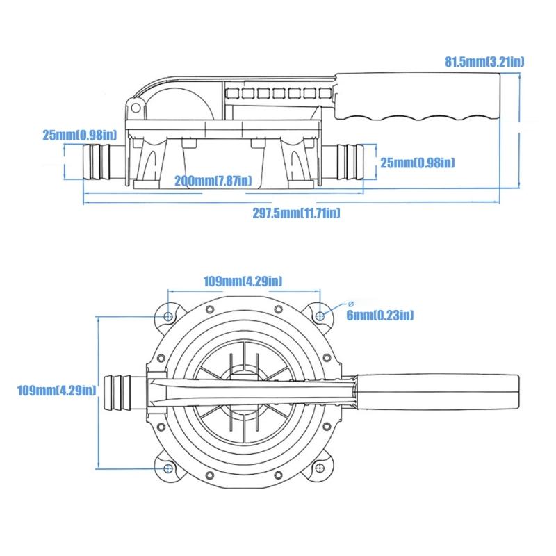 Hand Transfer Pump 720GPH Manual Priming Design with Pump Body Material Reference EPDM Sealing Components and Two Hose Ends for Boat and Motorhome