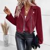 Damen S Schlank geschnittene Langarm-Polo-Halsjacke für Herbst Winter
