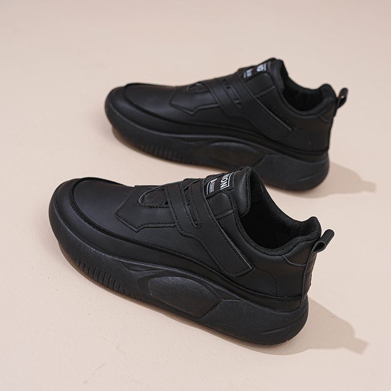 Soft leather sports shoes women's 2025 spring explosion versatile thick-soled leather casual shoes non-slip running travel white shoes