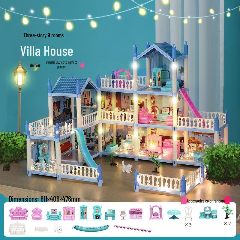 Princess Castle Dollhouse Playset: Puzzle Villa for Girls