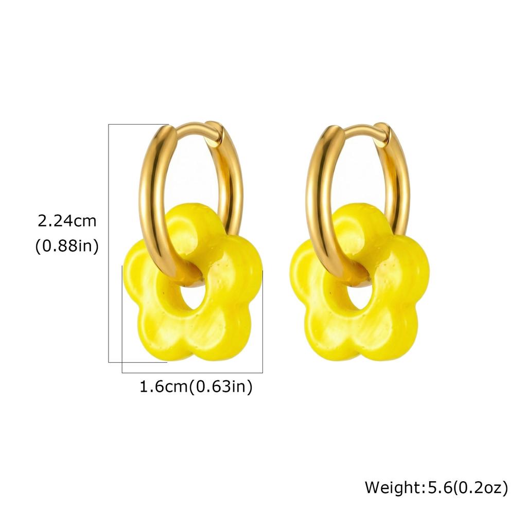 Wind colored flower earrings, copper earrings, niche women's accessories, Hua Lanxin 1073