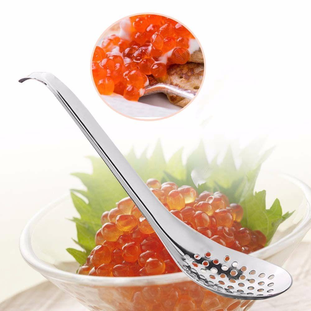 Stainless Steel Home Cooking Dinner Strainer Kitchen Gadgets Slotted Spoon Caviar Spoon Kitchen Tool