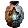 Autumn/Winter 3D-printed Hooded Sweatshirt—a Unisex, Street-style Piece Featuring A Loose, Fleece-lined, and Thickened Pullover Design; Menswear.