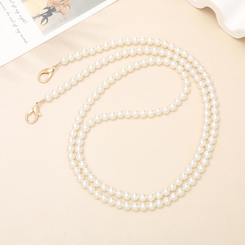 120Cm Bag Chain For Handbag Handles Butterfly Beaded Phone Lanyard Diy Purse Replacement For Shoulder Bag Straps Pearl Belt