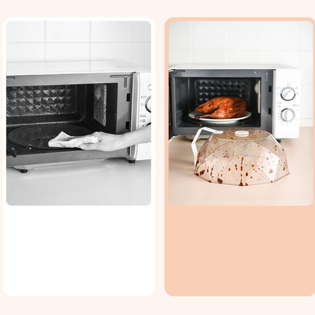 Geometric Microwave Splatter Cover Food Plate Lid with Steam Vents Handle Dustproof for Tray Pan