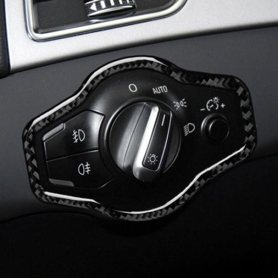 Carbon Fiber Interior Headlight Switch Decorative Trim For A4 B8 & A5 & Q5