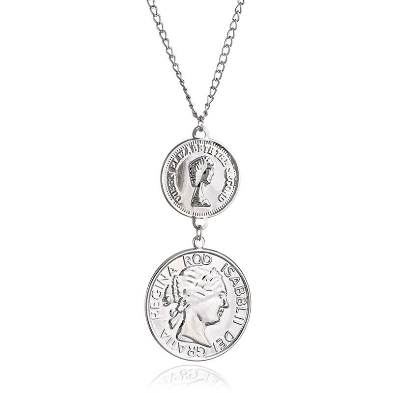 Round Coin Pendant Necklace With Alloy And Electroplated Finish For Use Everyday