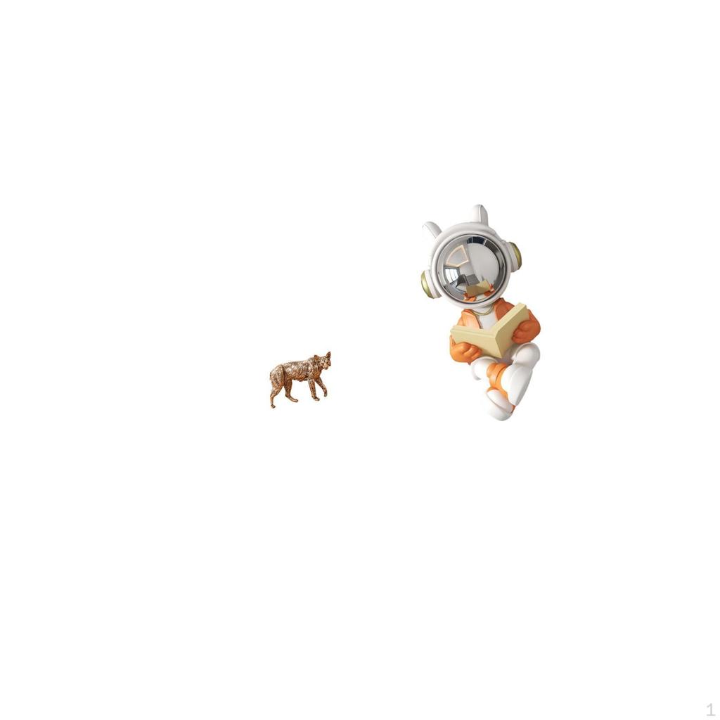 Brass Animal Astronaut Figurine Creative Collectable Feng Shui Decor Antique Sculpture for Cafe