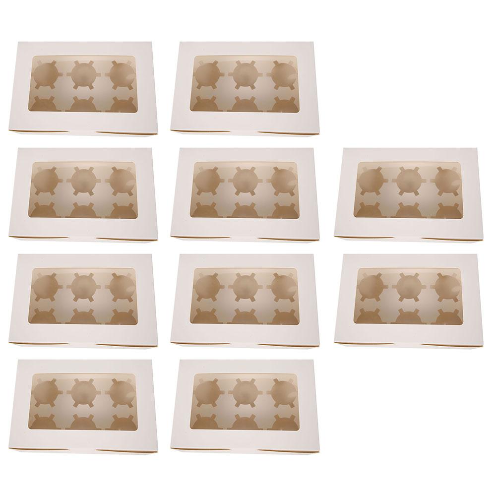 10Pcs Cupcake Boxes Cake Boxes with Clear Window 2/4/6 Holes Muffin Boxes for Holidays Weddings Birthdays Party Favors