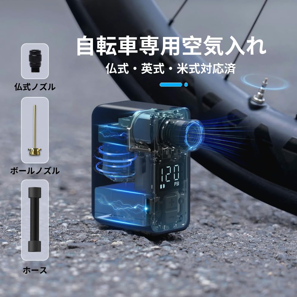 AIRBANK Pocket PRO 120PSI Bicycle with Lightweight Portable Mini Floor Pump for Road Cross and Compatible with Presta and Schrader Valves Pump, Type-C