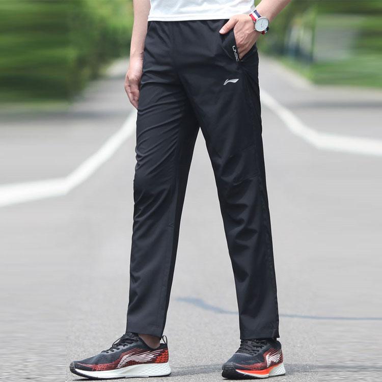 Li Ning Quick-Dry Casual Running Pants Men bottoms Black AYKQ431-1