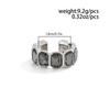 IngeSight.Z 2026 Trendy Square Grey Crystal Ring Women Minimalist Silver Color Geometric Finger Ring Acrylic Daily Wear Jewelry