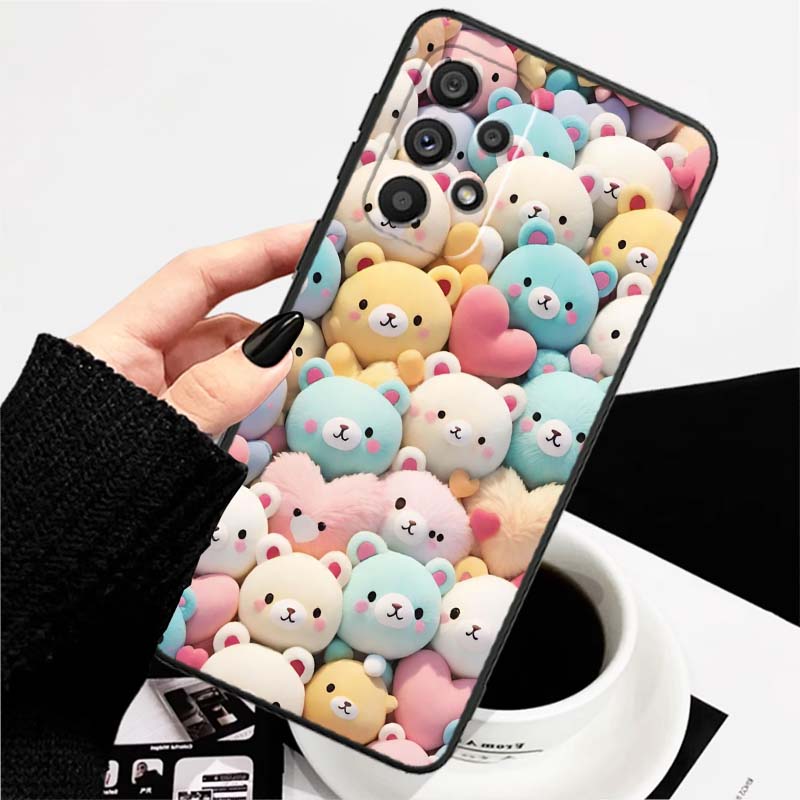 

Cartoon Animals Cute Phone Case For Samsung A73 A72 A71 A55 A54 A53 A52 A51 A13 A22 A16 A15 A12 A14 A26 A07 5G Black Galaxy A16 5G