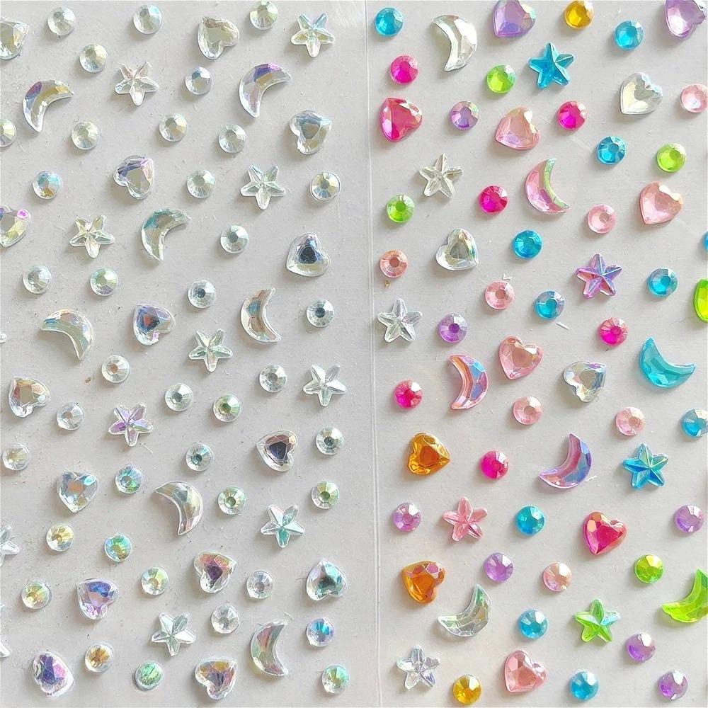 

8Pcs 3D Rhinestone Star Moon Heart Glitter Stickers Cute Diary Decor Stickers, Aesthetic Kawaii Stationery Holiday Gift Novelty Stationery Teacher 8Pcs