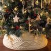 Knitted Christmas Tree Collar Cream White Rustic Farmhouse Tree Skirt Alternative Stand Base Cover for Artificial Trees Decor
