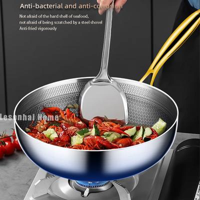 316 Paslanmaz Çelik Wok Derin Kızartma Tavası Yapışmaz Pişirme Kızarmış Biftek Gazlı Ocak Tencere İndüksiyon Genel Tencere Mutfak Pişirme Gereçleri