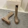 Fashion Solid Color Fleece-Lined Women's Long Boots Autumn Winter Comfortable and Elegant Trend 2025 Pu Hot Ladies Knee High Shaft Shoes
