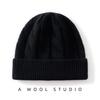 Heavyweight Thickened Wool Cashmere Knit Hat - Double Layer, Warm, Pure Color
