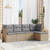 Vidaxl 5-Cz. Garden Furniture Set With Cushions, Beige, Poly Rattan
