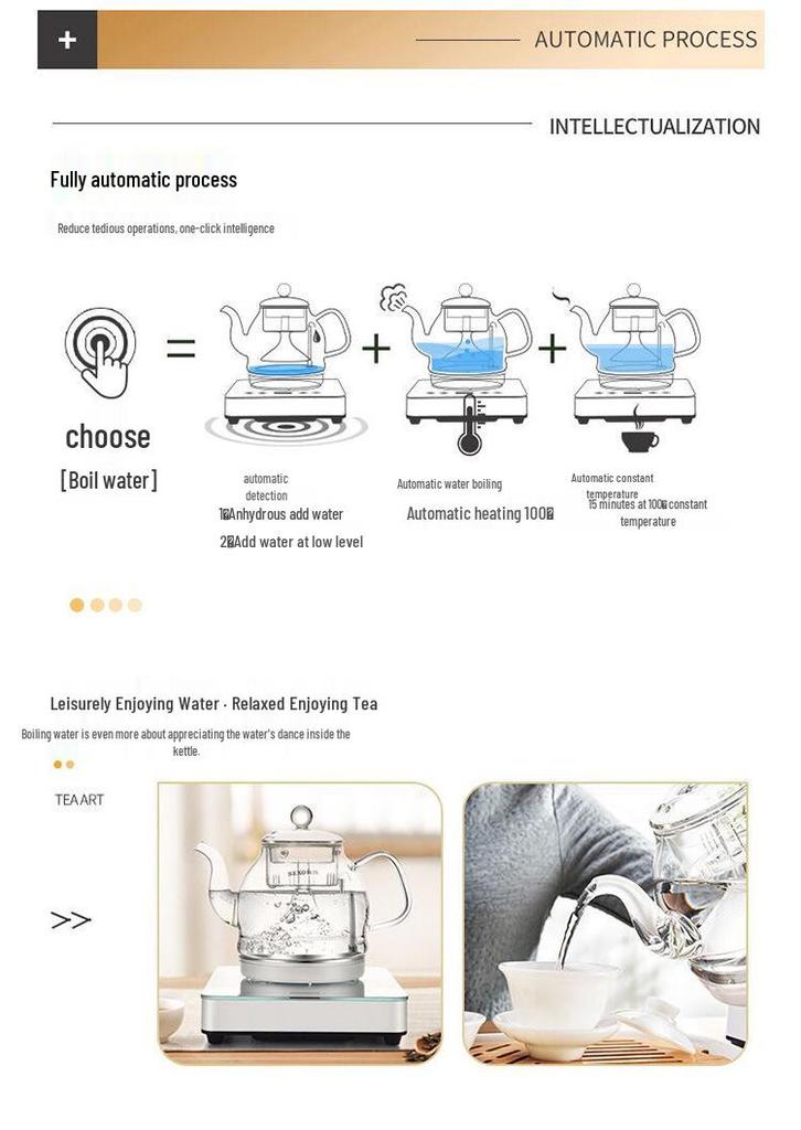 Seko Automatic Water Boiling & Tea Brewing Glass Kettle - Spray & Steam Functions, Electric Heating, Model W19