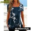 Women's Fashion Casual Square Collar Short Sleeve Blouses & Shirts