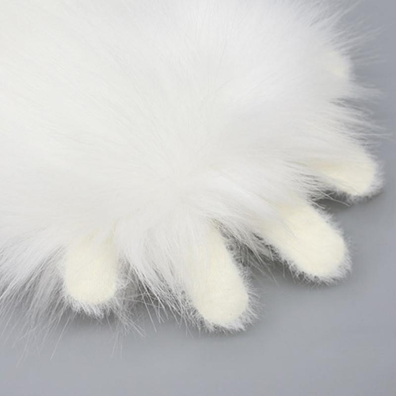 Plush Teens Cats Paw Glove Halloween Party Mitten Teenager Half Finger Glove