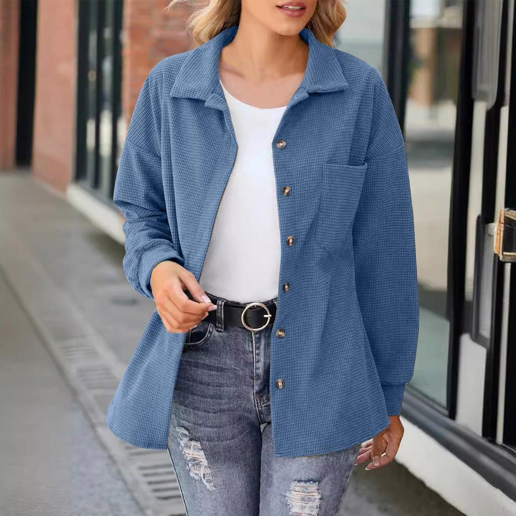 Women's Fashion Casual Loose Button Long Sleeve Cardigan Jacket
