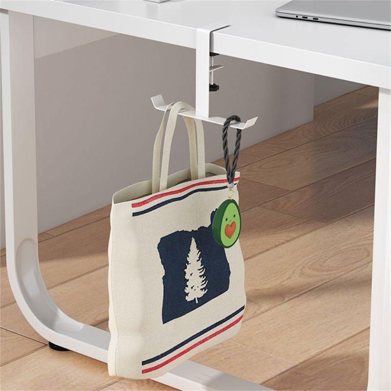 Convenient Under Desk Hook Functional Nonstick Table Hook Portable Hanger for Keys Bags Headphones and More