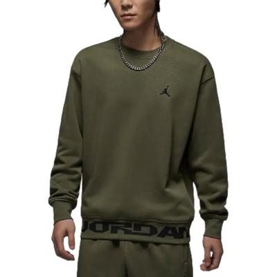 Felpa girocollo in pile con motivo a lettere MVP versatile pullover manica lunga felpa uomo verde oliva scuro FV7437-222