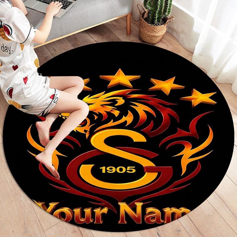 Galatasaray S Custom Name Round Area Rug,Carpet Rug for Living Room Bedroom Sofa Playroom Decor,Non-slip Floor Mat