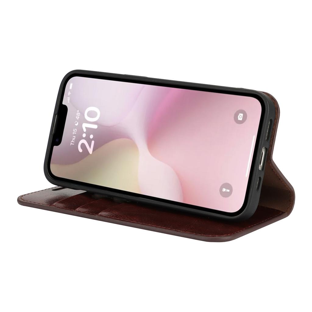 Pro iPhone 16e Pouzdro Textura Crazy Horse Štípaná Kůže Peněženka Kryt na Telefon