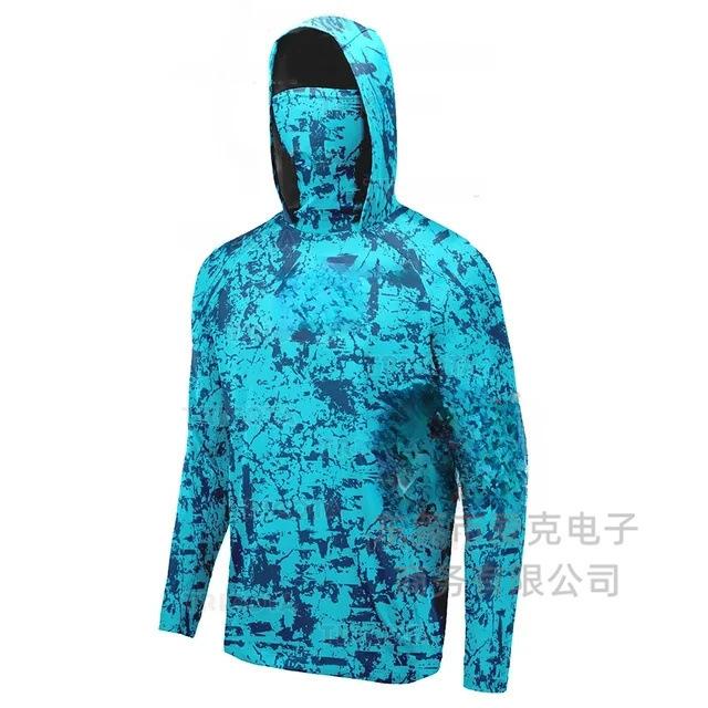 Quick-drying fishing suit men's summer breathable sunscreen UPF50 + hooded mask fishing shirt