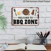 2D Flaches Vintage Grillplatz Aluminium Metallschild - Vintage Kunst mit Grillmeister-Illustration, Perfekt für Innen- und Außendekoration, Rustikale Wand
