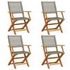 VidaXL Folding Garden Chairs Set of 4 Grey Poly Rattan Solid Wood, Garden Seat, Patio Chair, Dining Chair of 3214559