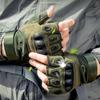 OLIKEI Half Finger Tactical Gloves for Men Hard Shell Military Gloves Anti-slip Wear-resistant Outdoor Climbing Gloves Motorcycle Cycling Gloves
