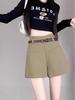 2026 Spring/Summer Women's Grey A-Line High-Waisted Wide-Leg Suit Shorts