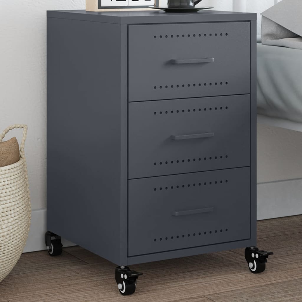 Nightstand Anthracite 36 X 39 X 59 Cm Steel