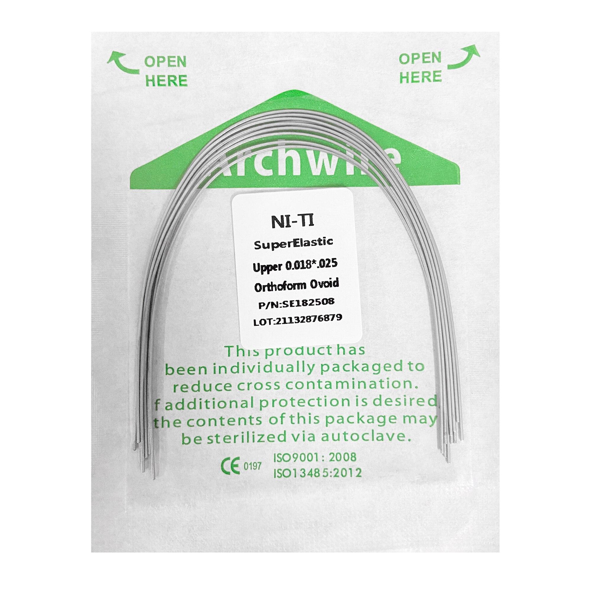 

10 шт./упак. ортодонтические стоматологические суперэластичные овоидные нити круглые/прямоугольные арочные проволоки стоматологические нити арочные проволоки Ovoid 18x25 Upper