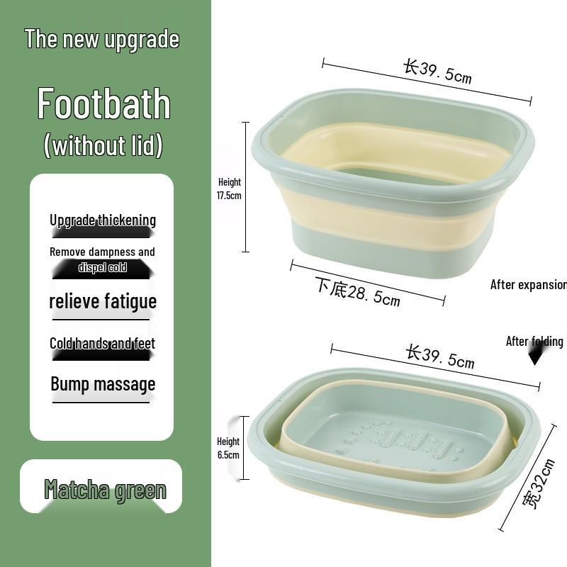 Portable Foldable Foot Bath & Massage Basin for Adults - Thickened Plastic Foot Soaking Bucket for Home & Dorm.