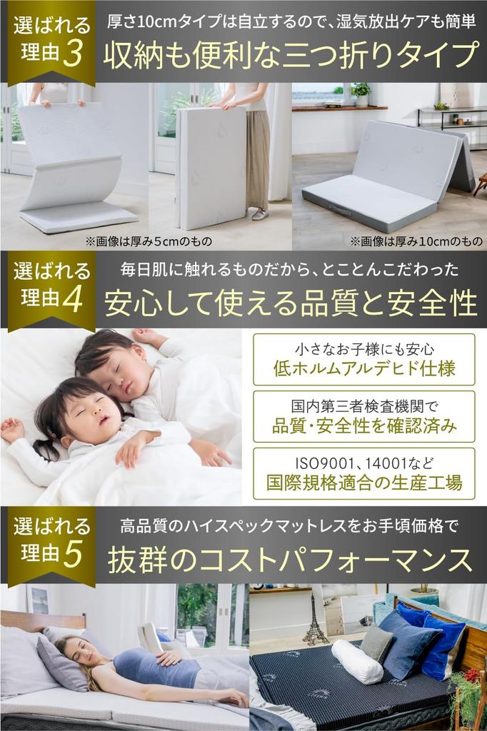 GOKUMIN High Made In Bed Thickness 36D 150N Urethane for Clean and Pet Airwash Mattress, Resilience, Single, Washable, Japan, Mat, 3.5cm, Tri-fold,