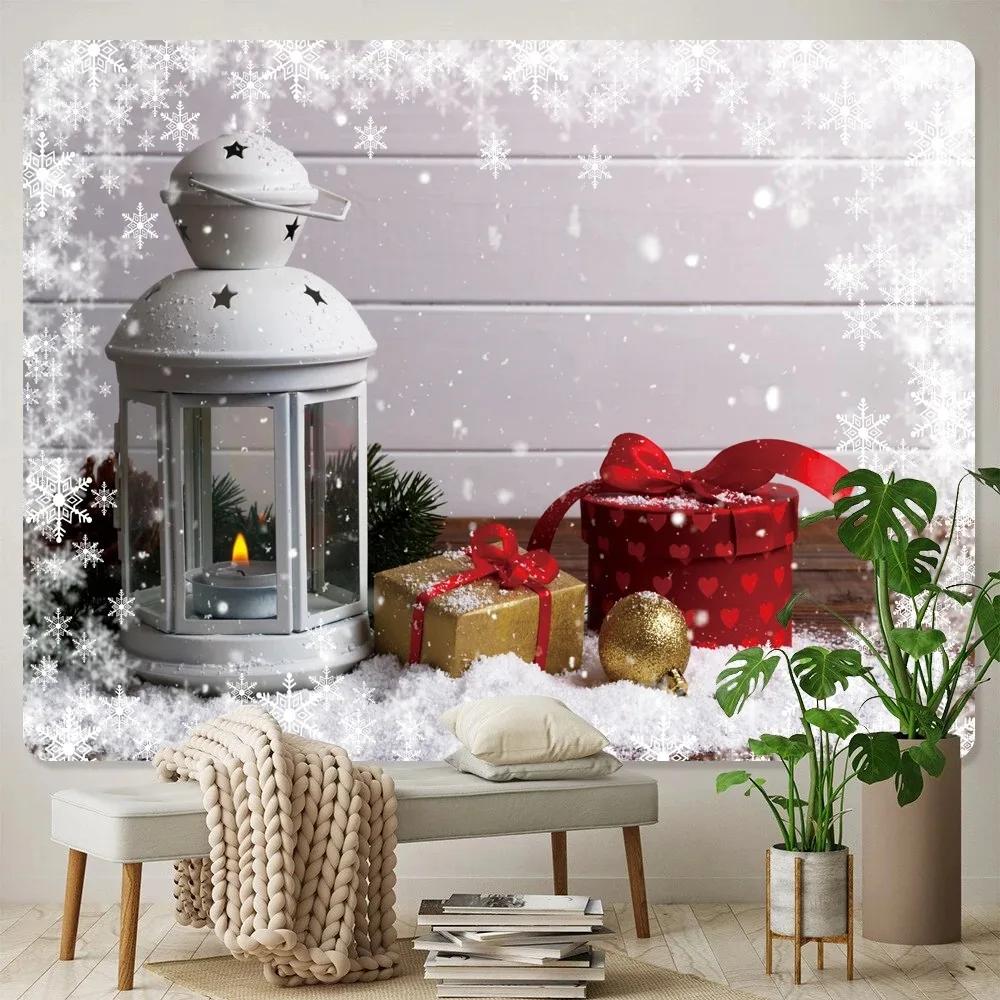 

Рождественский оконный пейзаж для дома, гостиной, спальни, настенное украшение, гобелен 100x75cm