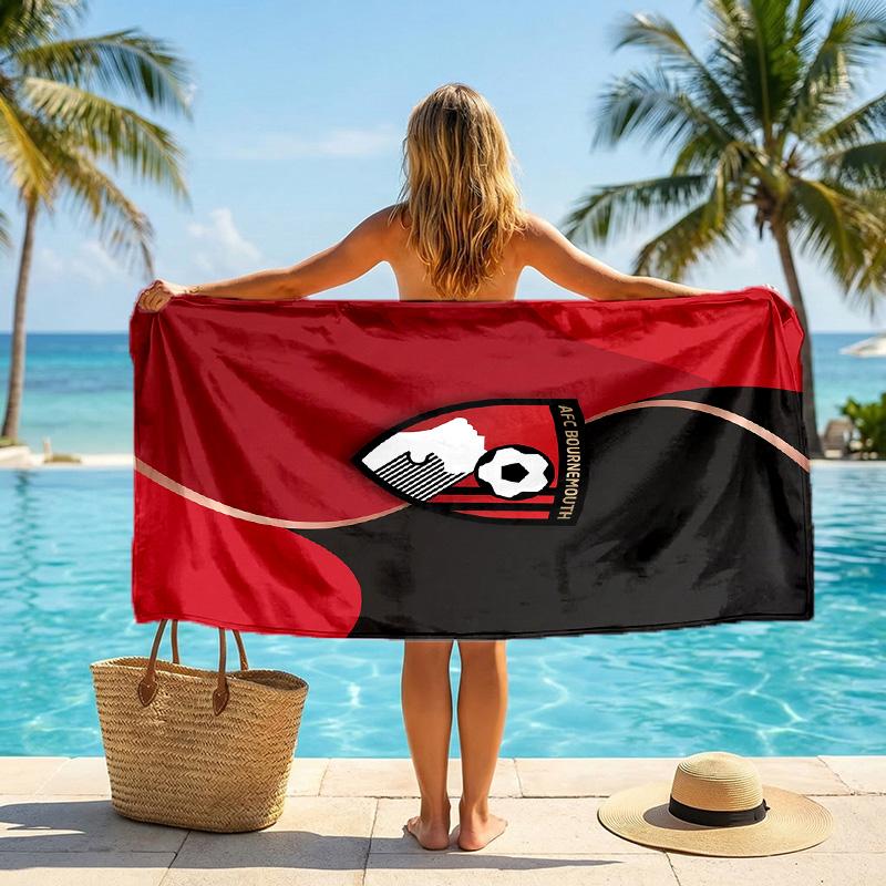 Bournemouth Football Beach Towel Soft Microfiber Summer Towel Quick Dry Absorbent Towel for Beach Swimming Pool Travel
