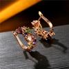 Exquisite Multicolour Water Drop Crystal Hoop Earrings for Women Luxury Gold Color Zircon Bride Fashion Zircon Friendship Gift