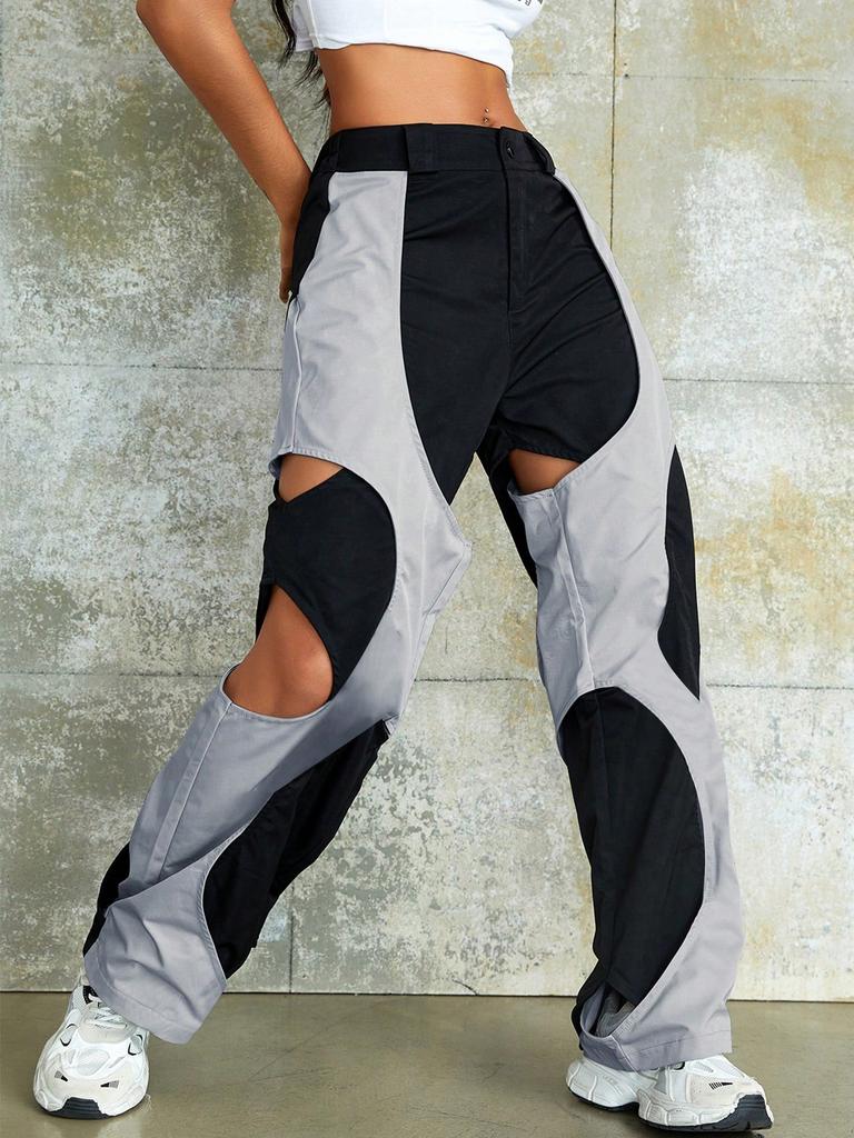 Rose Beauty A Rave Two Tone Cut Out Cargo Pants